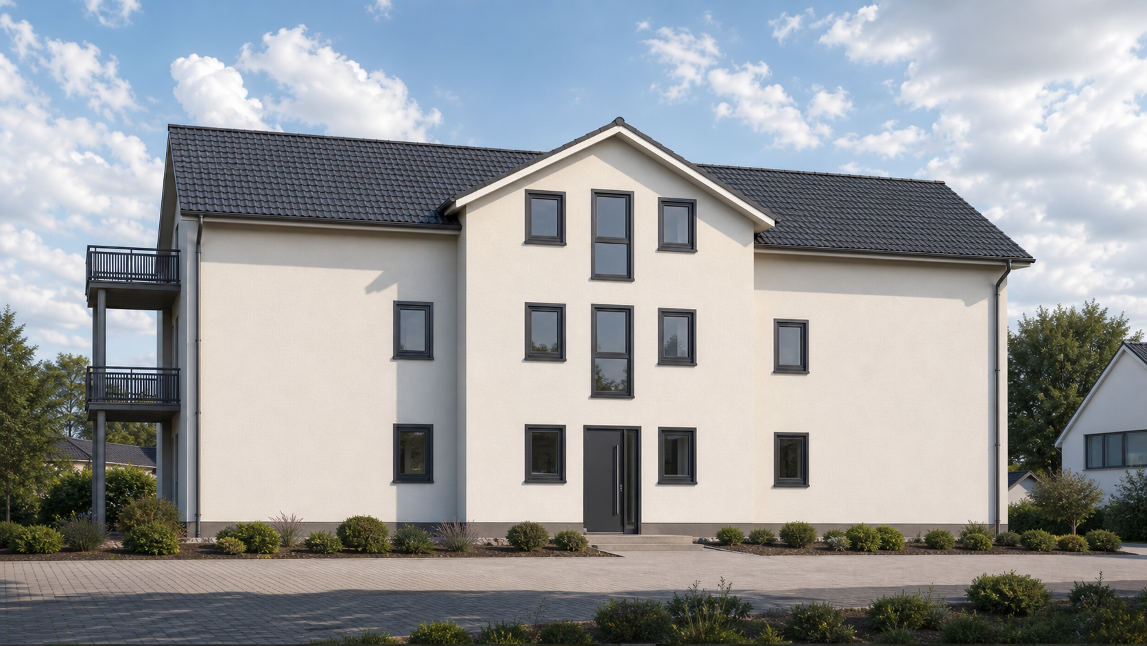 Planungsvisualisierung eines genehmigten Mehrfamilienhauses mit neun Wohneinheiten in Gifhorn-Gamsen