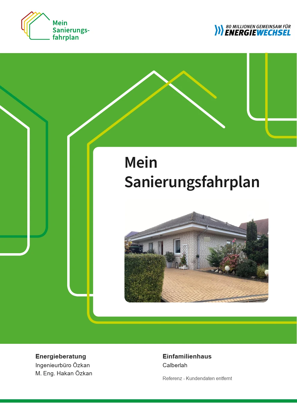 Vollständiges iSFP-Deckblatt eines Einfamilienhauses in Calberlah, Kundendaten entfernt